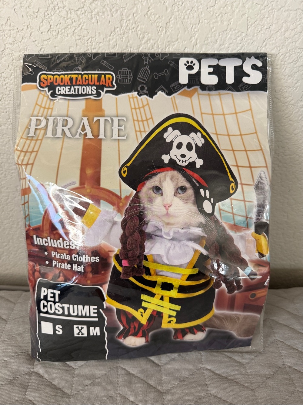 Pirate Pet Costume for Cats or Dogs Medium New